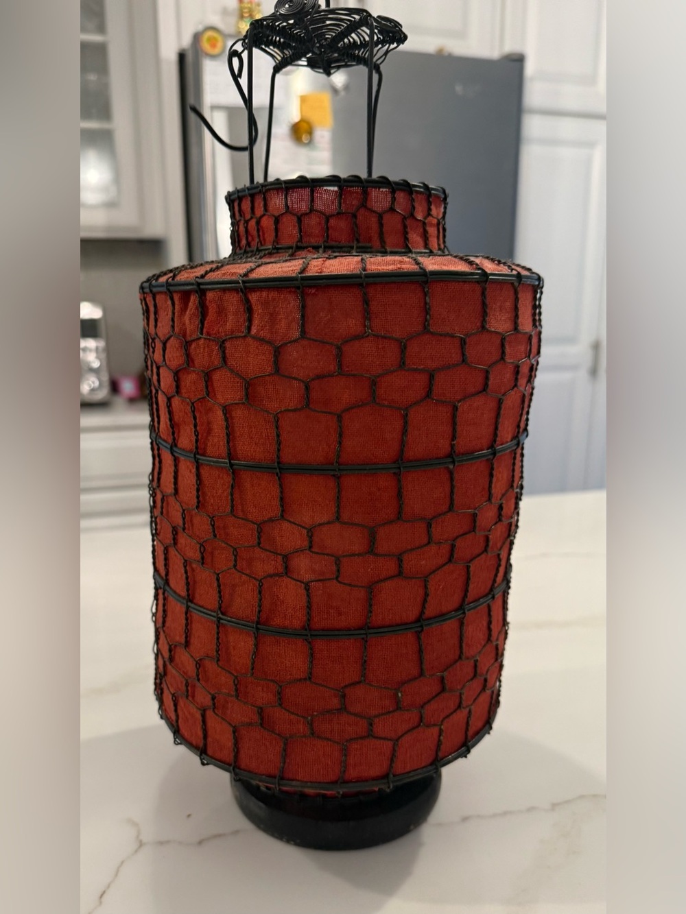 Decorative Red Mesh Accent Lantern- Home Accents